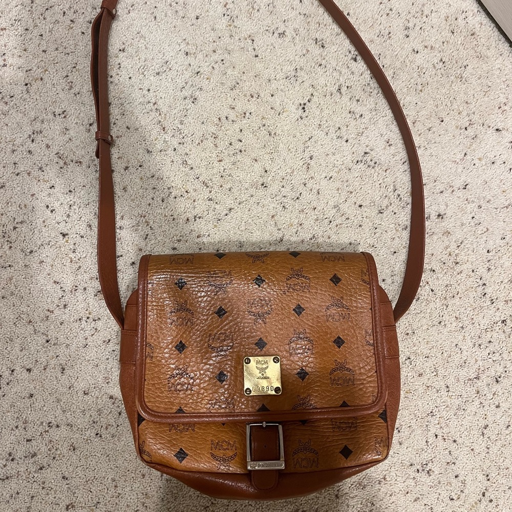 Vintage MCM Visetos Brown Leather Shoulder/Crossbody Bag